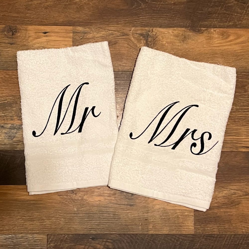 Mr. And Mrs. Hand towels. New never used